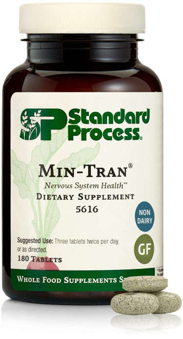 Standard Process Min-Tran - Whole Food Nervous System Supplements, Stress Relief with Iodine and Magnesium - Vegetarian, Gluten Free - 180 Tablets Standard Process Min-Tran - Whole Food Nervous System Supplements, Stress Relief with Iodine and Magnesium - Vegetarian, Gluten Free - 180 Tablets