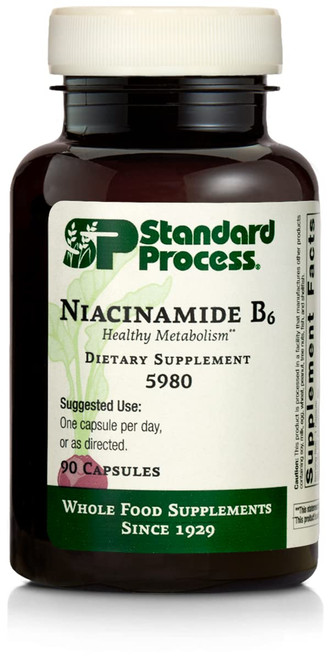 Standard Process Niacinamide B6 - Whole Food Energy, Metabolism and Nervous System Supplements with Soy Protein, Vitamin B6, Ascorbic Acid, Calcium Lactate, and Niacinamide - 90 Capsules Standard Process Niacinamide B6 - Whole Food Energy, Metabolism and Nervous System Supplements with Soy Protein, Vitamin B6, Ascorbic Acid, Calcium Lactate, and Niacinamide - 90 Capsules