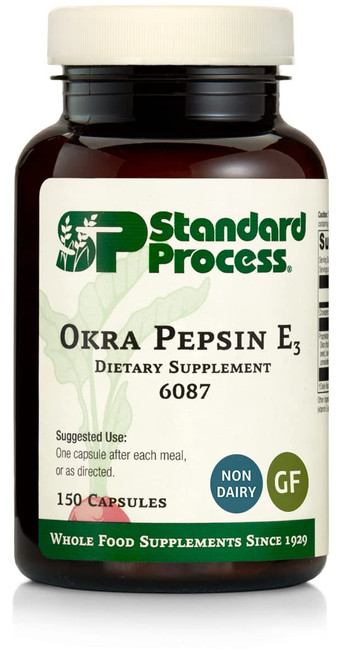 Standard Process Okra Pepsin E3 - Whole Food Digestion and Digestive Health, Cholesterol, Bowel and Bowel Cleanse with Pepsin, Alfalfa, Spanish Moss, Buckwheat and Okra - Gluten Free - 150 Capsules Standard Process Okra Pepsin E3 - Whole Food Digestion and Digestive Health, Cholesterol, Bowel and Bowel Cleanse with Pepsin, Alfalfa, Spanish Moss, Buckwheat and Okra - Gluten Free - 150 Capsules