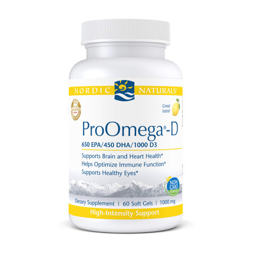 Nordic Naturals ProOmega-D, Lemon Flavor - 60 Soft Gels - 1280 mg Omega-3 + 1000 IU D3 - High-Potency Fish Oil - EPA & DHA - Brain, Eye, Heart, Joint, & Immune Health - Non-GMO - 30 Servings Nordic Naturals ProOmega-D, Lemon Flavor - 60 Soft Gels - 1280 mg Omega-3 + 1000 IU D3 - High-Potency Fish Oil - EPA & DHA - Brain, Eye, Heart, Joint, & Immune Health - Non-GMO - 30 Servings