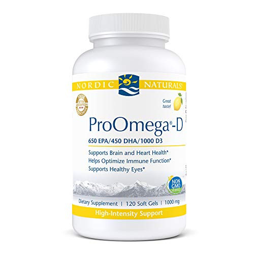 Nordic Naturals ProOmega-D, Lemon Flavor - 120 Soft Gels - 1280 mg Omega-3 + 1000 IU D3 - High-Potency Fish Oil - EPA & DHA - Brain, Eye, Heart, Joint, & Immune Health - Non-GMO - 60 Servings Nordic Naturals ProOmega-D, Lemon Flavor - 120 Soft Gels - 1280 mg Omega-3 + 1000 IU D3 - High-Potency Fish Oil - EPA & DHA - Brain, Eye, Heart, Joint, & Immune Health - Non-GMO - 60 Servings