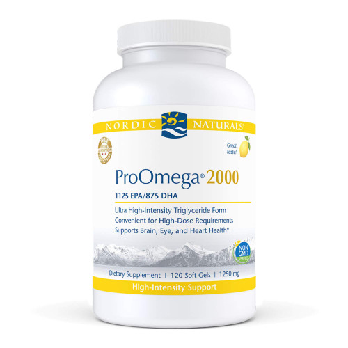 Nordic Naturals ProOmega 2000, Lemon Flavor - 120 Soft Gels - 2150 mg Omega-3 - Ultra High-Potency Fish Oil - EPA & DHA - Promotes Brain, Eye, Heart, & Immune Health - Non-GMO - 60 Servings Nordic Naturals ProOmega 2000, Lemon Flavor - 120 Soft Gels - 2150 mg Omega-3 - Ultra High-Potency Fish Oil - EPA & DHA - Promotes Brain, Eye, Heart, & Immune Health - Non-GMO - 60 Servings