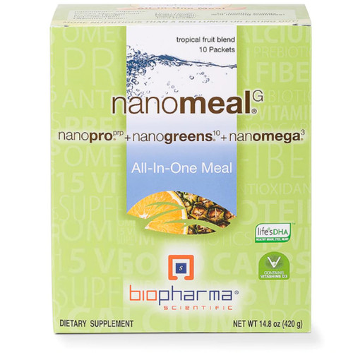 Biopharma Scientific NanoMeal All-in-One Meal Superfood Powder | Tropical Fruit Blend Flavor | 10 Servings | Nanogreens + NanoPro + NanOmega | Immune Support, Detoxification, Gut Biopharma Scientific NanoMeal All-in-One Meal Superfood Powder | Tropical Fruit Blend Flavor | 10 Servings | Nanogreens + NanoPro + NanOmega | Immune Support, Detoxification, Gut