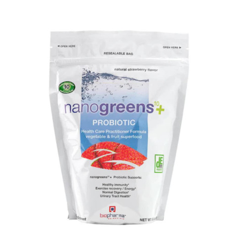 Biopharma Scientific Nanogreens+Probiotic: Greens Superfood Fruit & Vegetable Powder Smoothie Mix & 5 Billion Probiotics for Digestive Health with Spirulina, Chlorella, Strawberry Flavor, 30 Servings Biopharma Scientific Nanogreens+Probiotic: Greens Superfood Fruit & Vegetable Powder Smoothie Mix & 5 Billion Probiotics for Digestive Health with Spirulina, Chlorella, Strawberry Flavor, 30 Servings