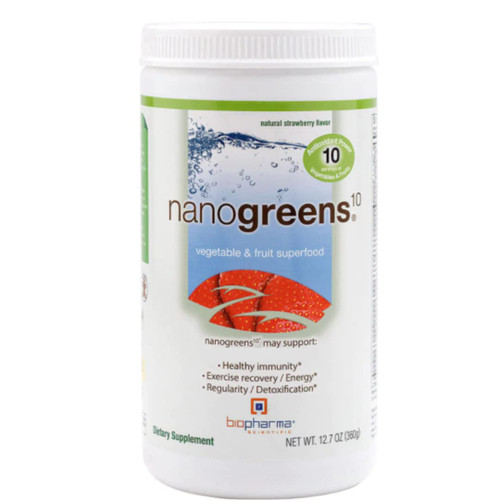 Biopharma Scientific NanoGreens: Greens Superfood Fruit & Vegetable Powder for Digestive Health & Immunity with Spirulina, Chlorella, Kale, Spinach, Plant Based, Strawberry Flavor, 30 Servings Biopharma Scientific NanoGreens: Greens Superfood Fruit & Vegetable Powder for Digestive Health & Immunity with Spirulina, Chlorella, Kale, Spinach, Plant Based, Strawberry Flavor, 30 Servings