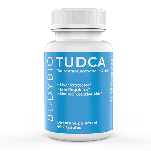BodyBio Tudca for Liver Health | Liver Support for Detox and Cleanse | Pure Tauroursodeoxy cholic Acid | Cognitive and Digestive Health | 60 Capsules BodyBio Tudca for Liver Health | Liver Support for Detox and Cleanse | Pure Tauroursodeoxy cholic Acid | Cognitive and Digestive Health | 60 Capsules