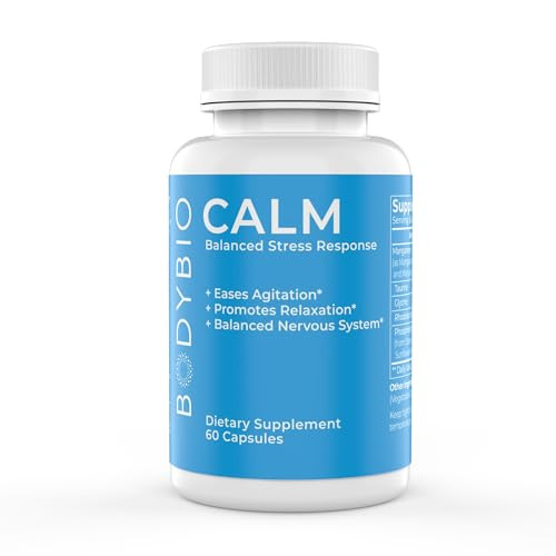BodyBio Calm - Stress Relief Supplement 60 Capsules | Mood Booster | Rhodiola + Taurine | Central Nervous System Support | Calming Amino Acids & Adaptogens |Stress Relief & Everyday Calm BodyBio Calm - Stress Relief Supplement 60 Capsules | Mood Booster | Rhodiola + Taurine | Central Nervous System Support | Calming Amino Acids & Adaptogens |Stress Relief & Everyday Calm