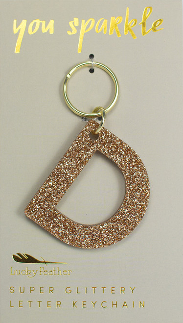 Lucky Feather GLITTER KEYCHAIN LETTER D