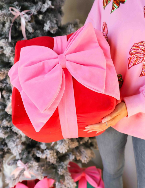 Shiraleah Large Gift Bow Pillow 