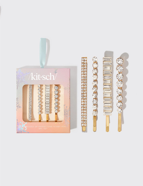Kitsch Holiday Rhinestone Bobby Pins 