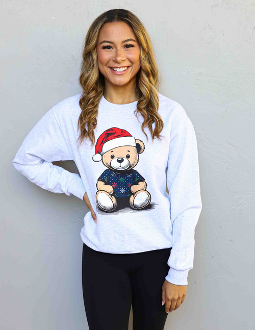 Jerzees Christmas Santa Bear Crewneck 