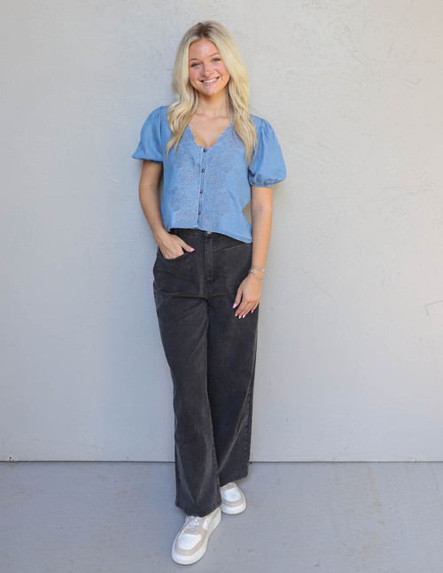 Blu Pepper Denim Bloom Top 