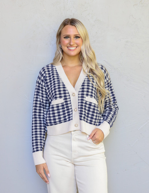 SKIES ARE BLUE City Stroll Houndstooth Cardigan 