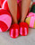 Shiraleah Red & Pink Felicity Stripe Slippers  Shiraleah Red & Pink Felicity Stripe Slippers