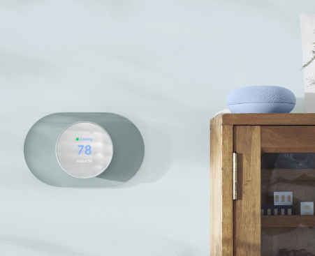 nest thermostat on the wall