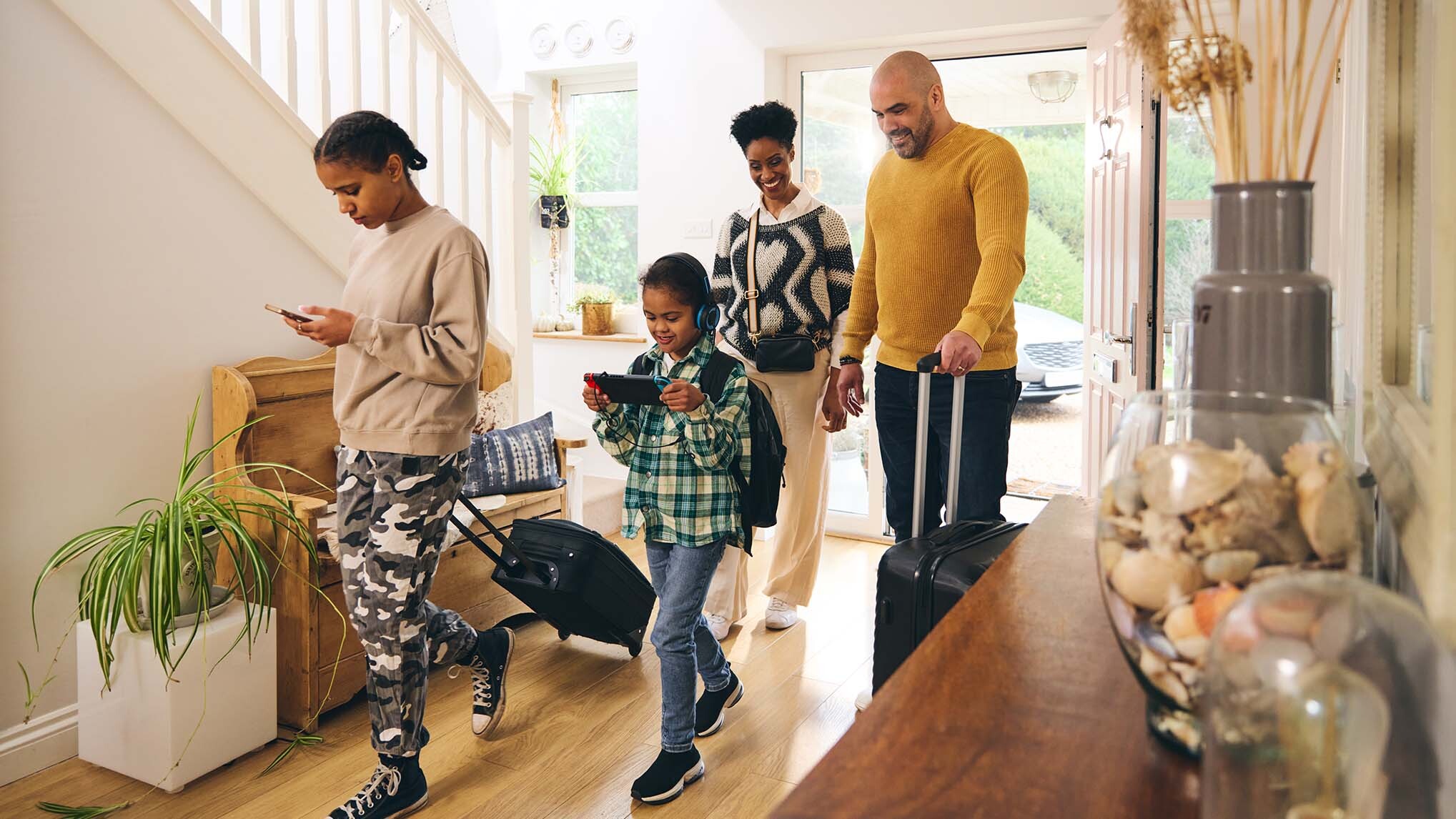 Family arriving home