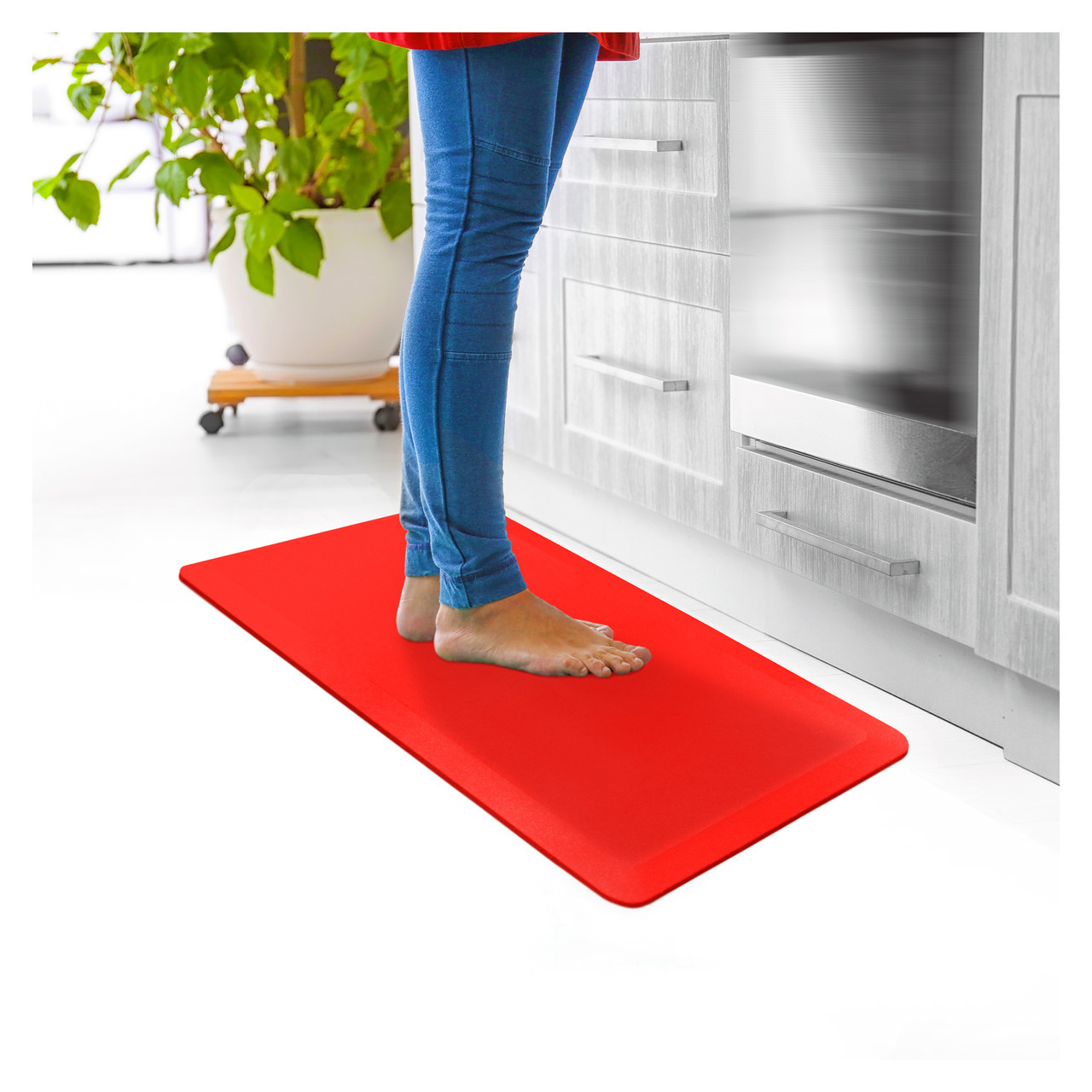 Mount-It! Portable Anti-Fatigue Floor Mat | Red