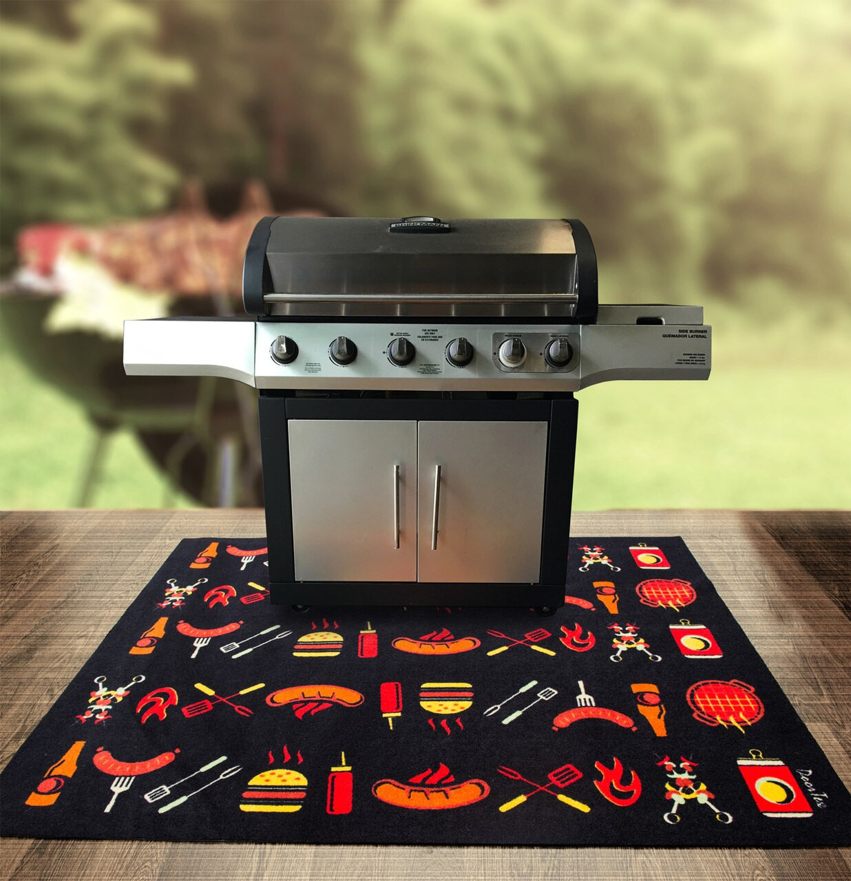 Doortex Under Grill Patio Protector Mat, Fire Retardant and Flame Resistant  BBQ Mat with Cook Design
