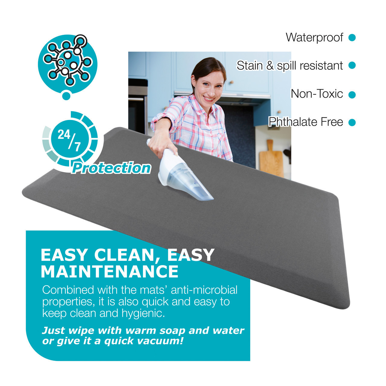Waterproof Non-Slip Kitchen Mat, Anti-Fatigue & Spill-Proof