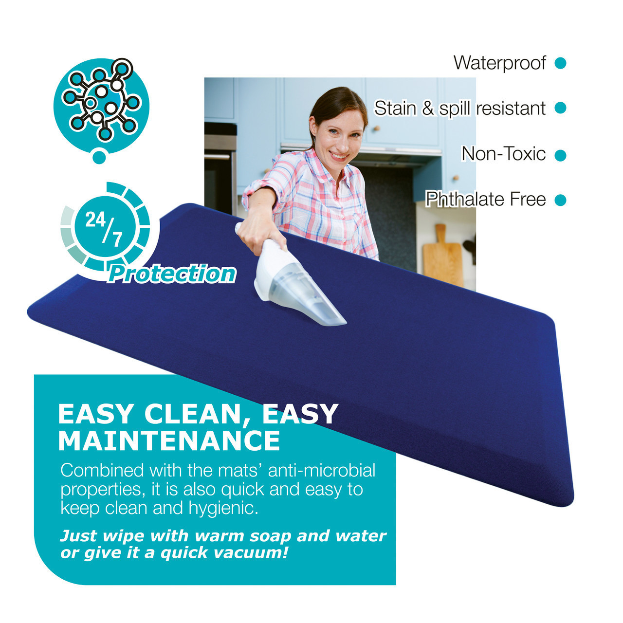 Waterproof Non-Slip Kitchen Mat, Anti-Fatigue & Spill-Proof
