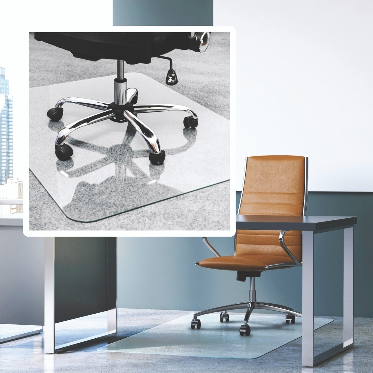 Heavy-Duty Unbreakable Rubber Desk Chair Mat for Carpet Floors