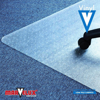 Marvelux Vinyl (PVC) Rectangular Chair Mat for Very Low Pile Carpets (1/4" Thick or Less) | Transparent Carpet Protector | Multiple Sizes 