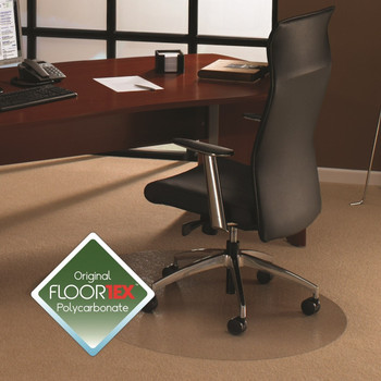 Cleartex Ultimat Corner Workstation Chair Mat for Low and Medium Pile Carpets up to 1 2 Clear Polycarbonate Size 48 x 60