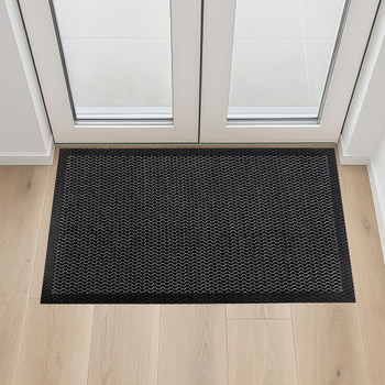 Ultralux Non-Slip PVC Mesh Door Mat Gray & Black, Heavy Duty 3D Dirt Trapper Doormat, Indoor Outdoor Dirt Barrier Scraper Entrance Mat for Front and Back Doors