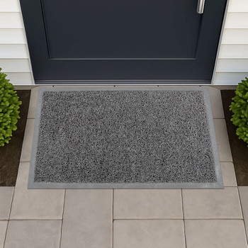 Ultralux Heavy Duty Dirt Trapper Door Mat, Non-Slip Waterproof Entrance Mat, Durable Vinyl Coil Mud & Dust Barrier Mat, Absorbent Indoor Outdoor Scraper Doormat, Gray Entry Rug