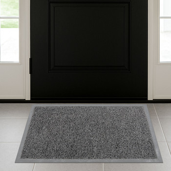 Ultralux Heavy Duty Dirt Trapper Door Mat, Non-Slip Waterproof Entrance Mat, Durable Vinyl Coil Mud & Dust Barrier Mat, Absorbent Indoor Outdoor Scraper Doormat, Gray Entry Rug