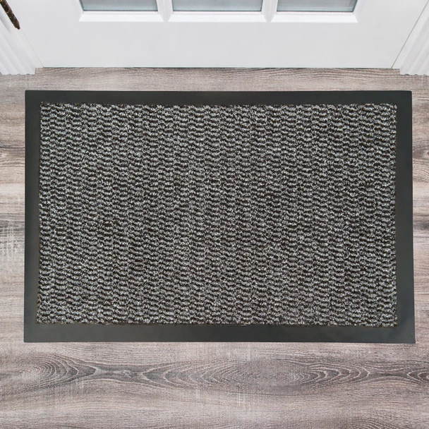 Ultralux Indoor Entrance Mat | Polypropylene Fibers and Anti-Slip Vinyl Backed Entry Rug Doormat | Gray UB-GRY