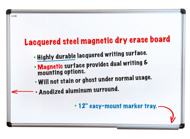 Viztex Magnetic Dry Erase Board | Easy Wipe White Board | Lacquered Steel, Aluminum Frame | Lightweight, Easy Wall Mount Whiteboard | Multiple Sizes 