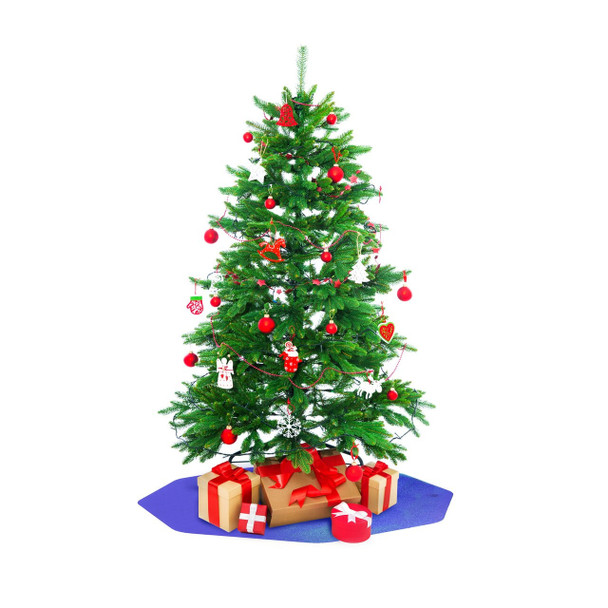 Cleartex Christmas Tree Stand Floor Protector Mat | Rigid Polycarbonate Festive Hardwood Floor Protector Mat for Under Christmas Trees | Waterproof Christmas Tree Mat | Bright Blue | Nonagon Shape | 38" x 39" 