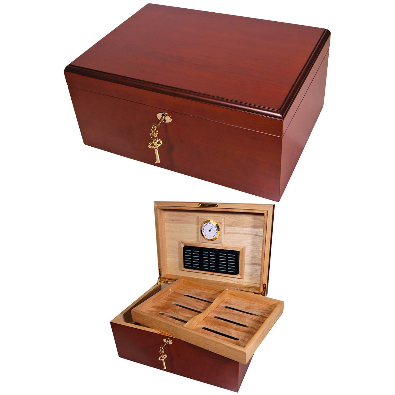 Humidors Cuban Crafters Clasico Cherrywood Classic Cigar Humidor for 100
