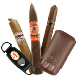 Leather Case and Accessories Deal Cuban Crafters Sienna Brown 3 Cigars