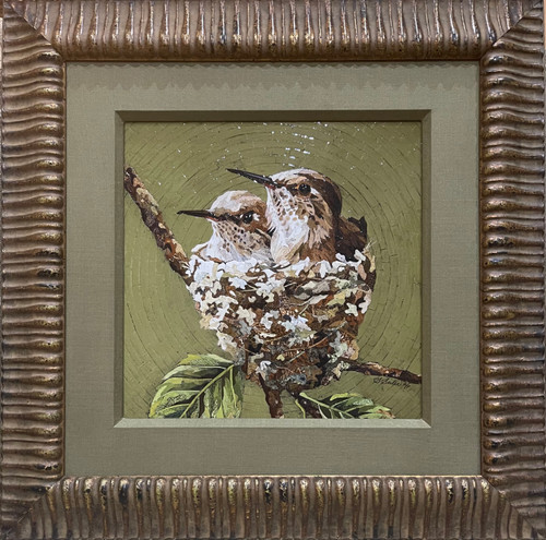 Nestlings / Allen's Hummers - 12in square mosaic giclee AP