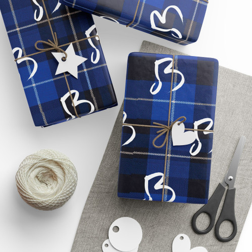Blue Devils Solo B Blue Plaid Wrapping Paper