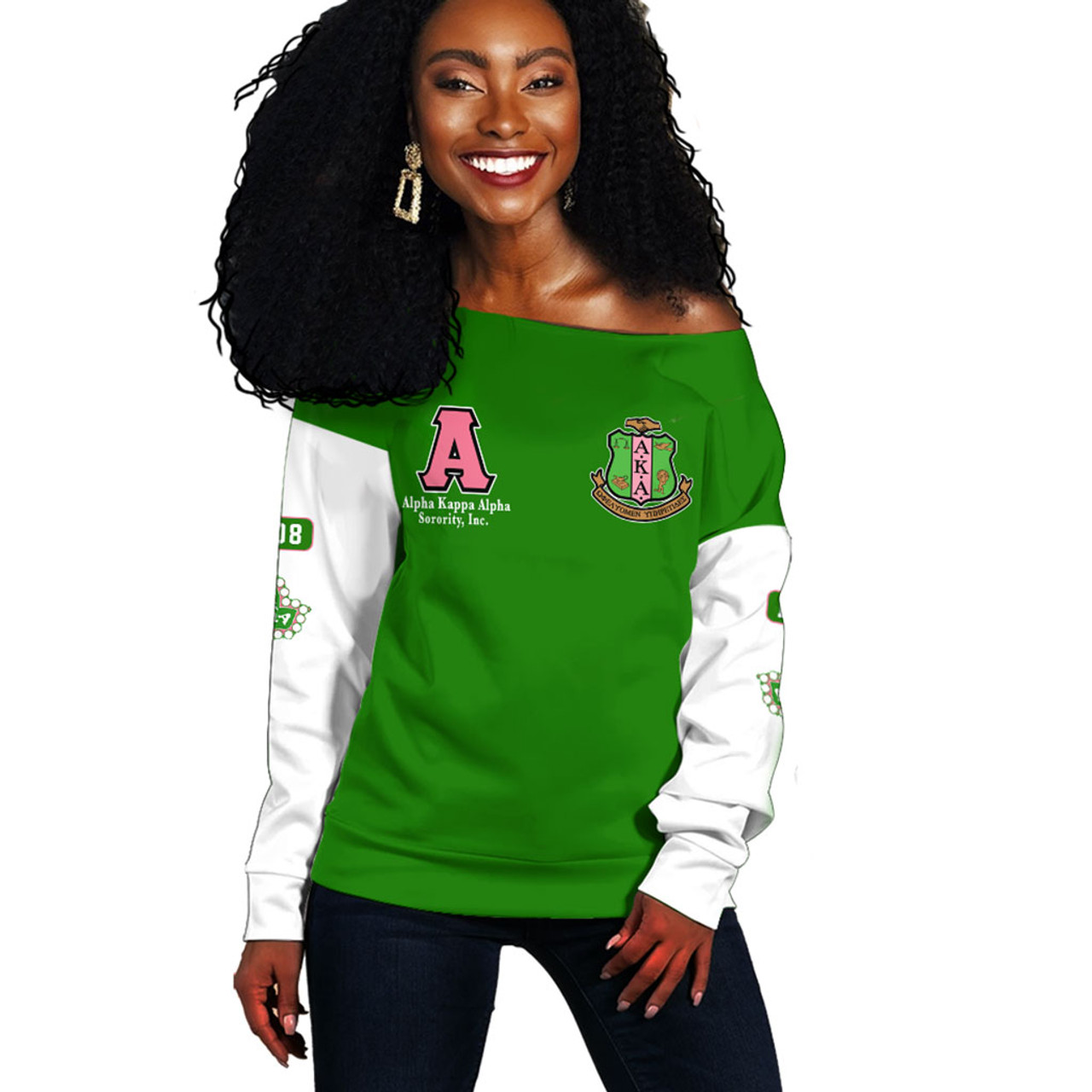 Alpha Kappa Alpha Off Shoulder Sweatshirt Varsity Style