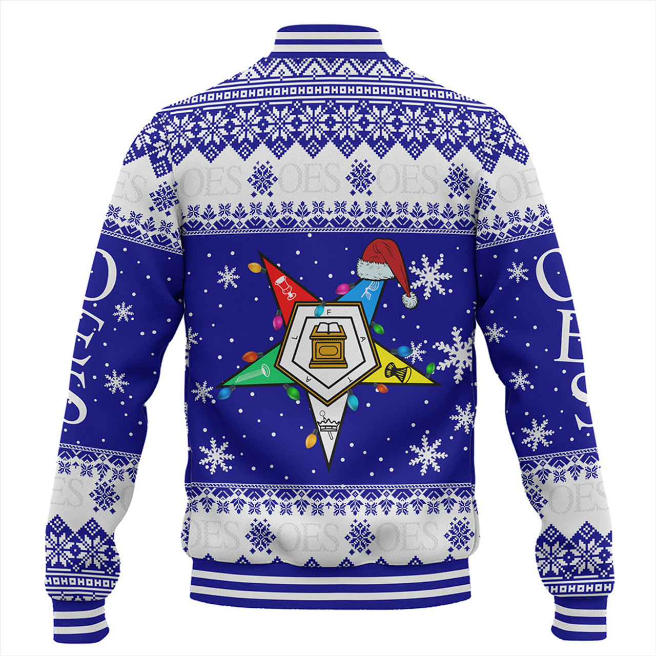 Order of the Eastern Star Baseball Jacket Christmas Symbols Design