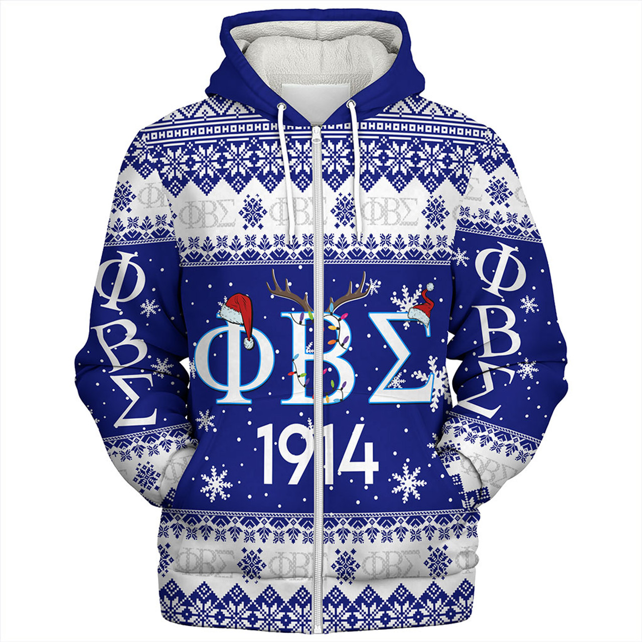 Phi Beta Sigma Sherpa Hoodie Christmas Symbols Design