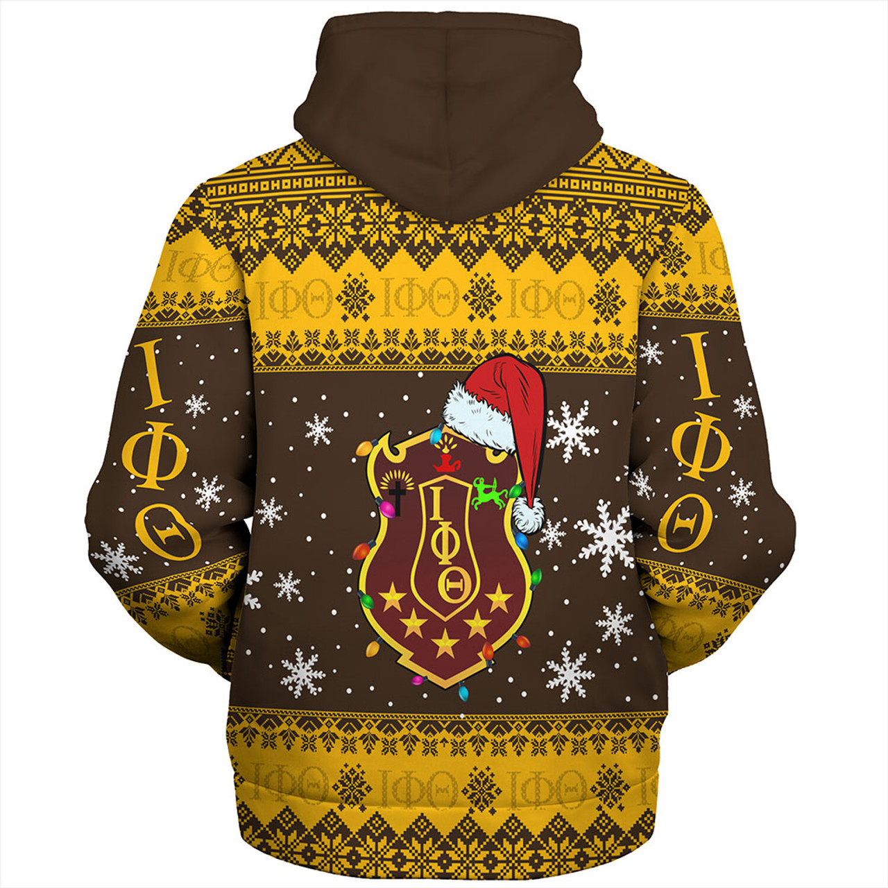 Iota Phi Theta Sherpa Hoodie Christmas Symbols Design