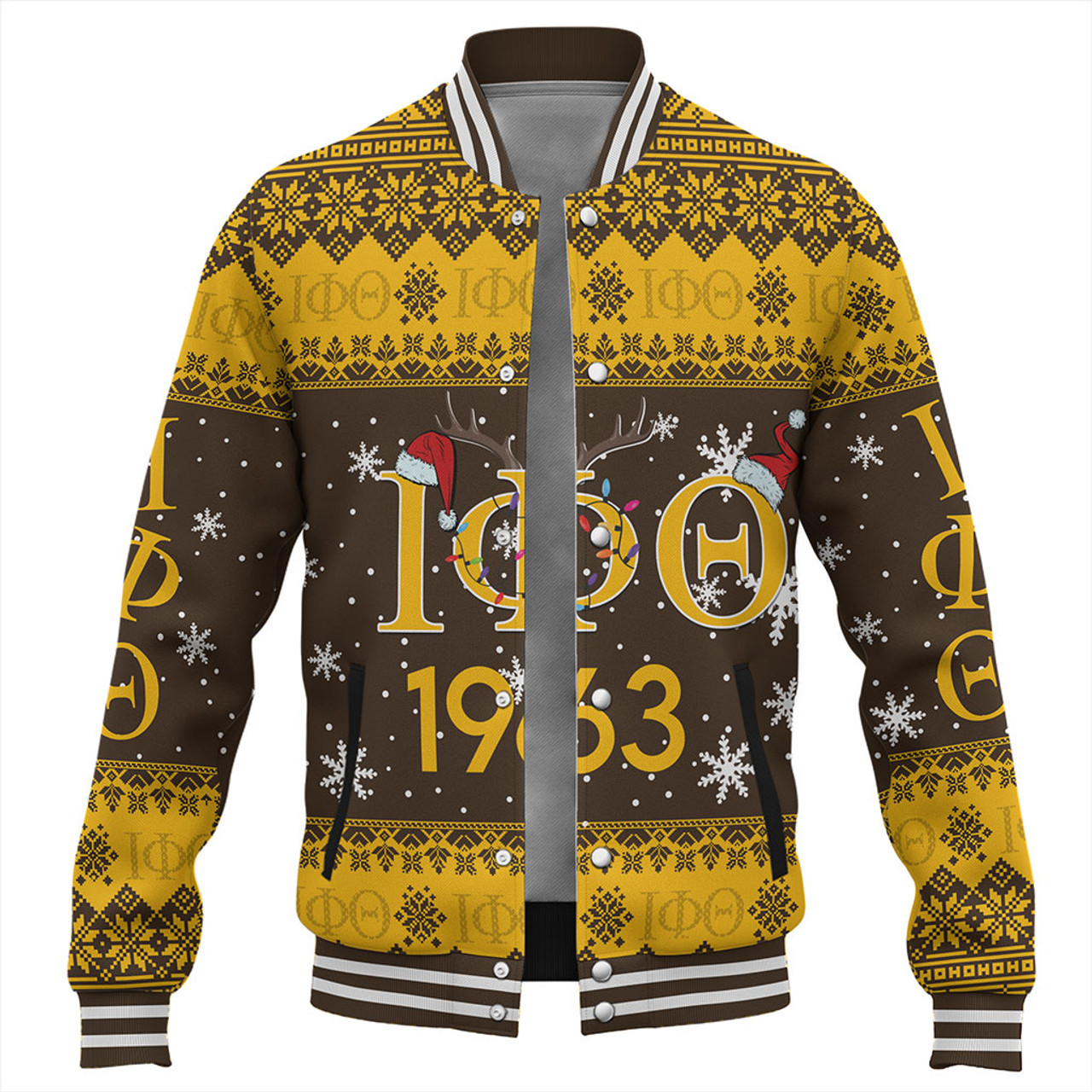 Iota Phi Theta Baseball Jacket Christmas Symbols Design