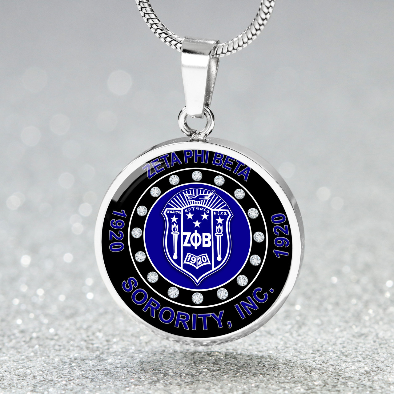 Zeta Phi Beta Necklace Circle Diamond