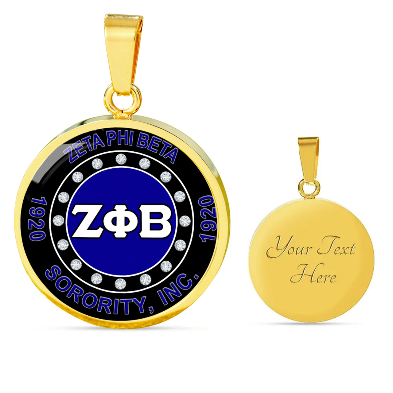 Zeta Phi Beta Necklace Circle Greek Diamond