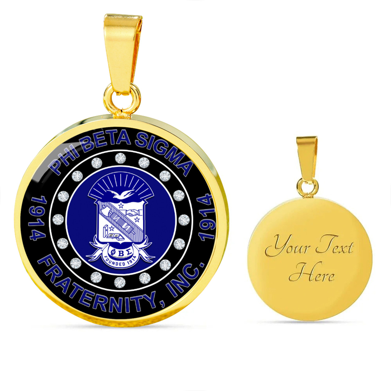 Phi Beta Sigma Necklace Circle Crest Diamond