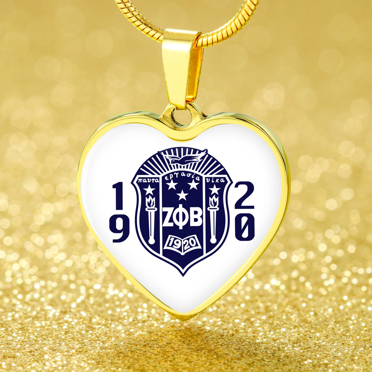 Zeta Phi Beta Necklace Heart Style Sorority