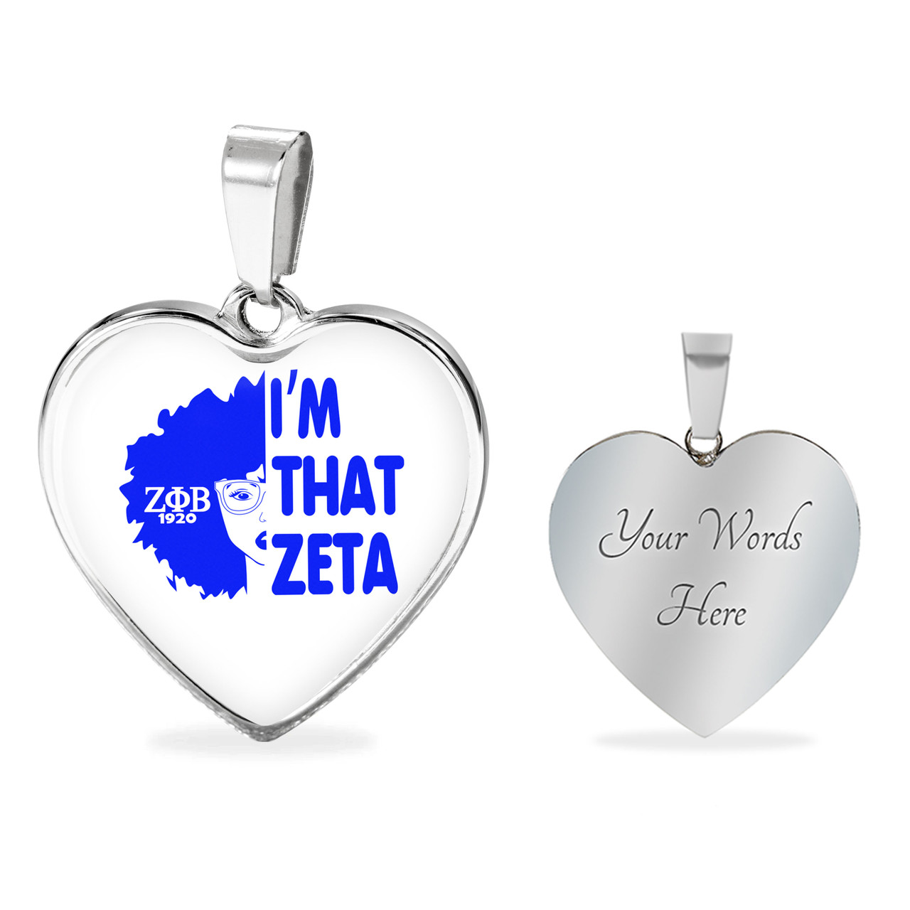 Zeta Phi Beta Necklace Heart I'm That Zeta