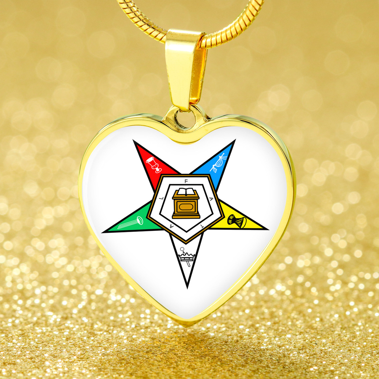 Order of the Eastern Star Necklace Heart Crest