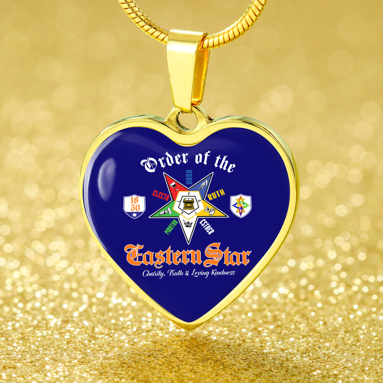 Order of the Eastern Star Necklace Heart Letter