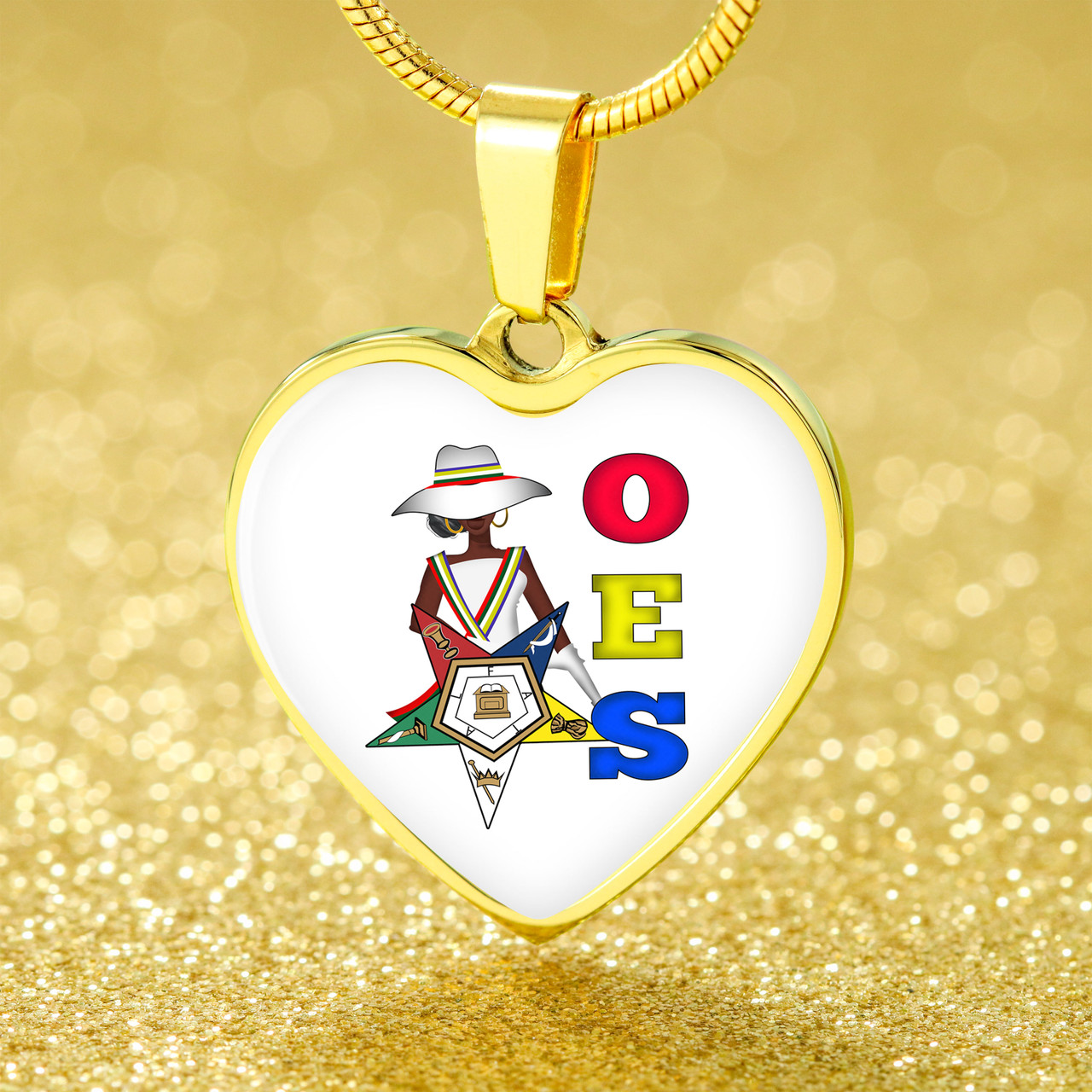 Order of the Eastern Star Necklace Heart Girl Letter